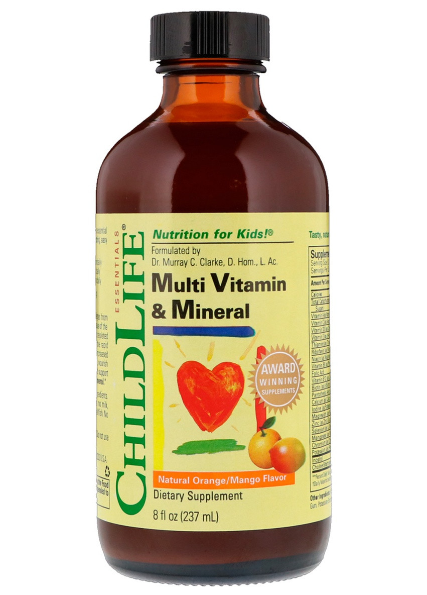 Рідкі Мультівітаміни для Дітей, Смак Апельсин-Манго, Multi Vitamin & Mineral,, 237 мл ChildLife (225714605)
