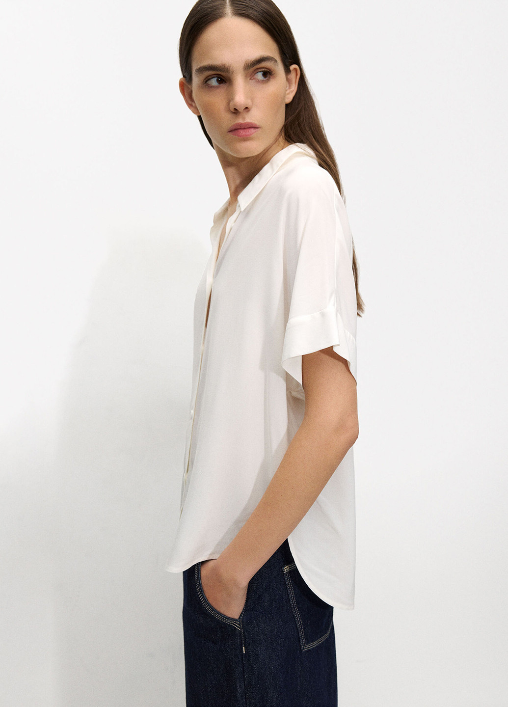 Белая классическая, кэжуал рубашка однотонная Parfois