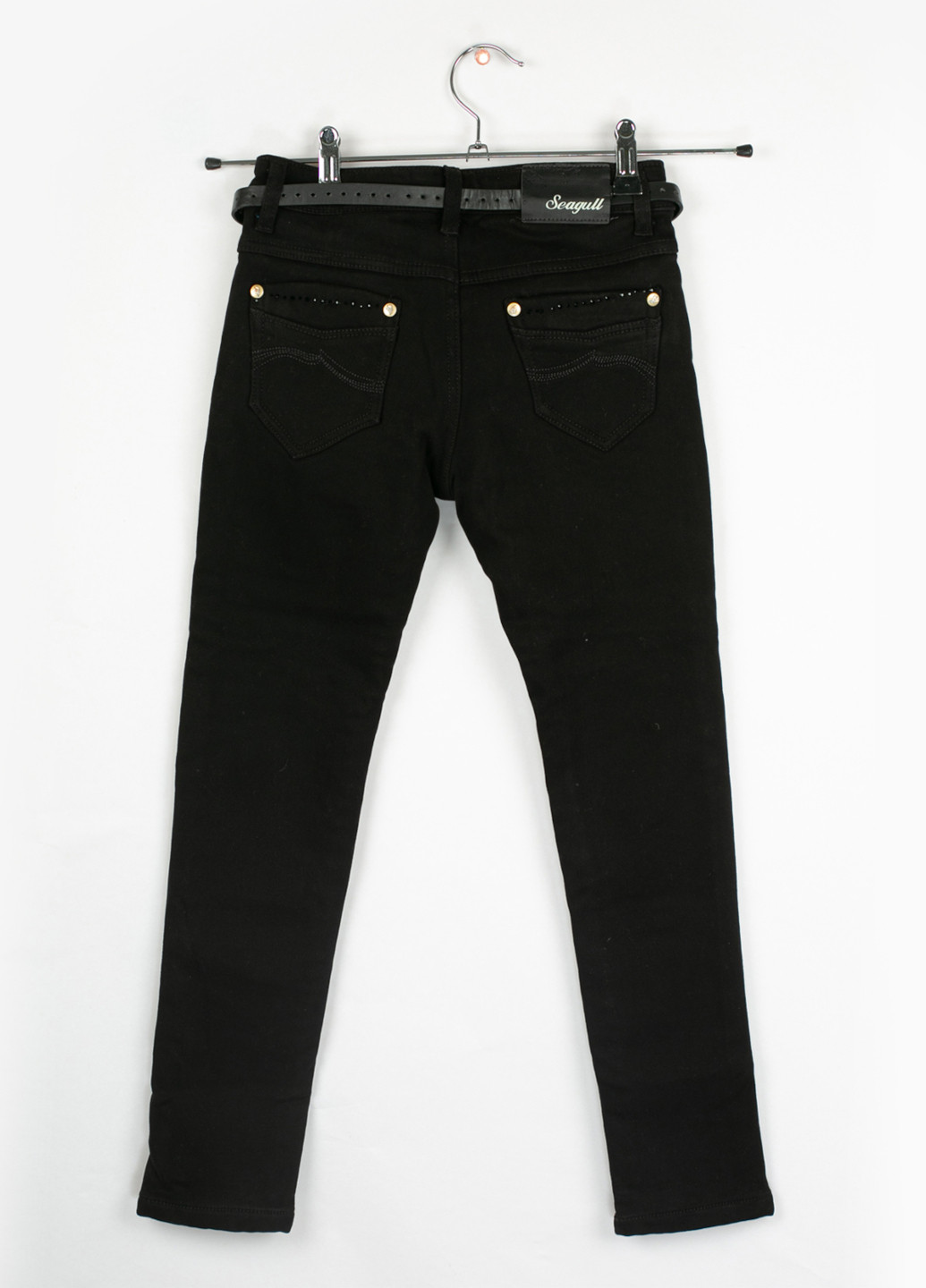 Черные зимние прямые джинсы для девочки утепленные Seagull