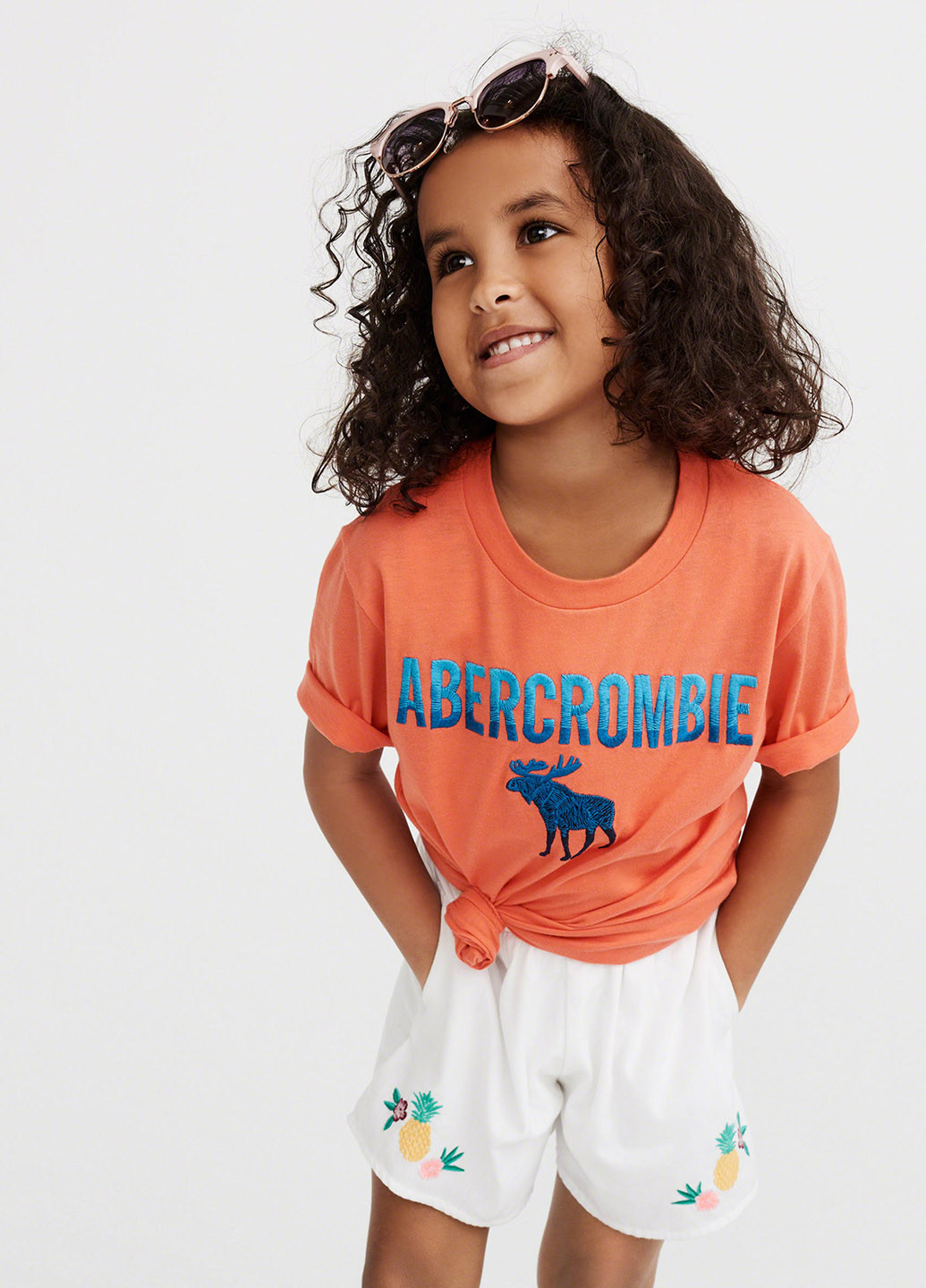 Оранжевая летняя футболка с коротким рукавом Abercrombie Kids