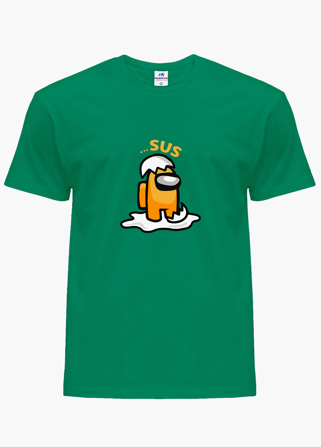 Зелена демісезонна футболка дитяча амонг ас помаранчевий містер яйце (among us mister egg) (9224-2597) MobiPrint