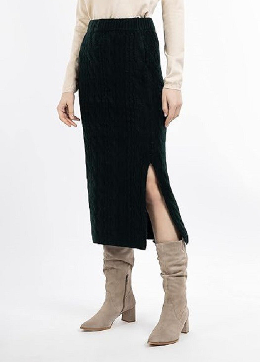Темно-зеленая кэжуал однотонная юбка Dreimaster
