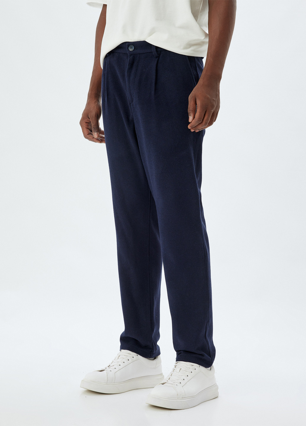 Темно-синие кэжуал демисезонные зауженные брюки KOTON