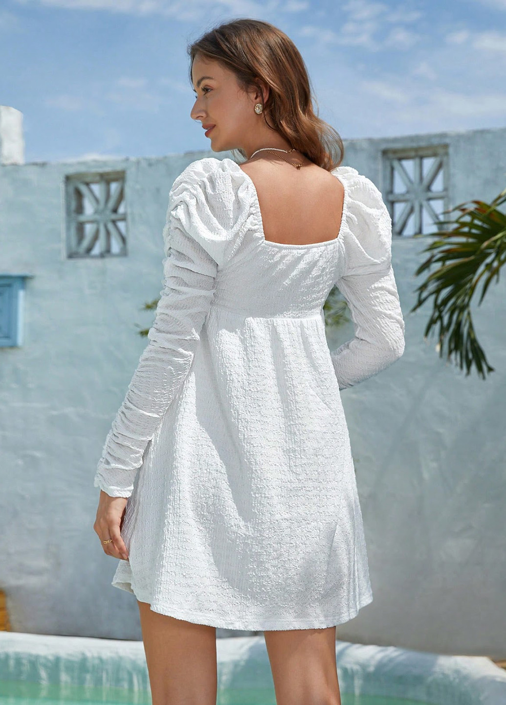 Белое кэжуал платье SHEIN однотонное