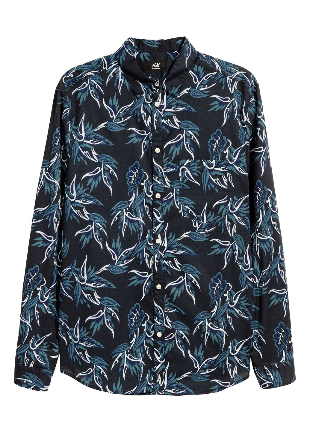Темно-синяя кэжуал рубашка с рисунком H&M