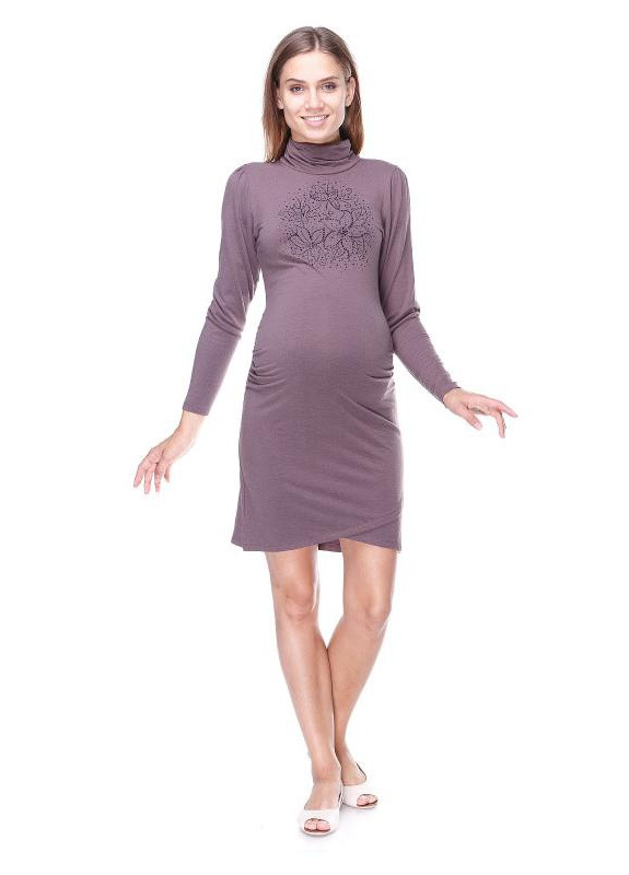 Бузкова кежуал сукня гольф для вагітних майбутніх мам прилеглого силуету фіолетова Pip однотонна