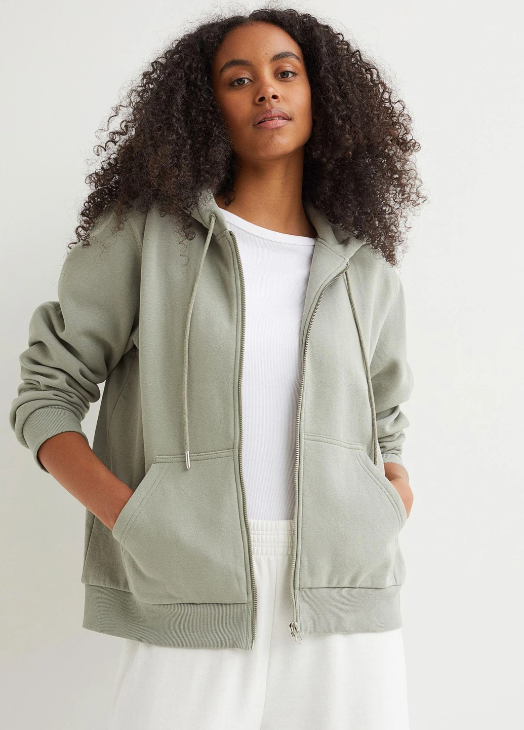 Толстовка фліс,хакі, H&M Basic (254770059)