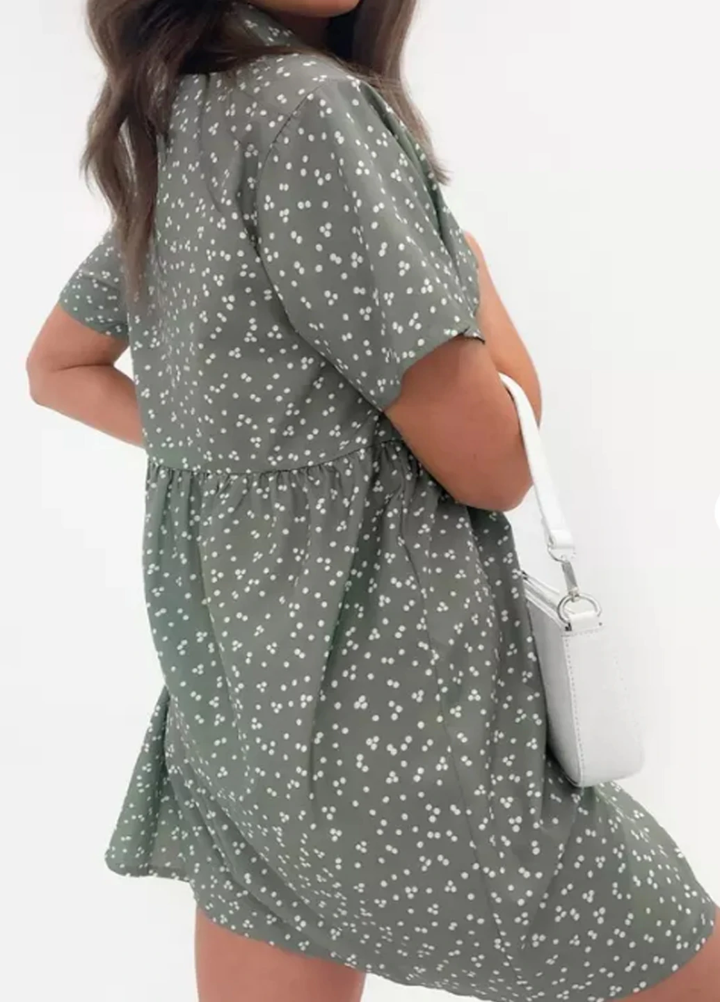 Оливкова кежуал плаття, сукня Missguided в горошок