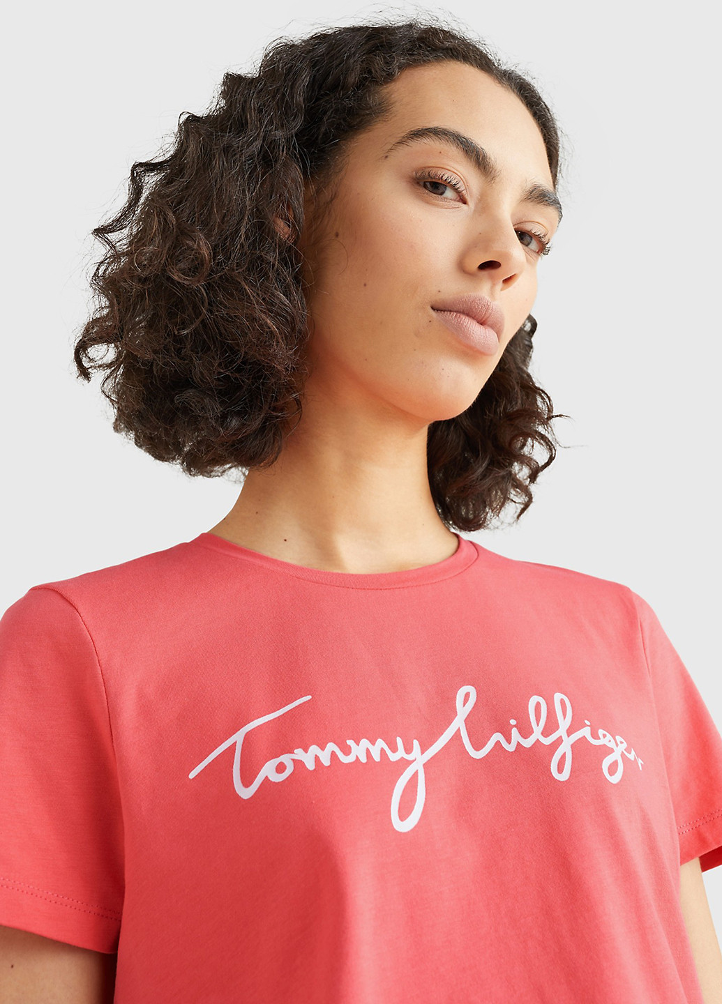 Коралловая летняя футболка Tommy Hilfiger