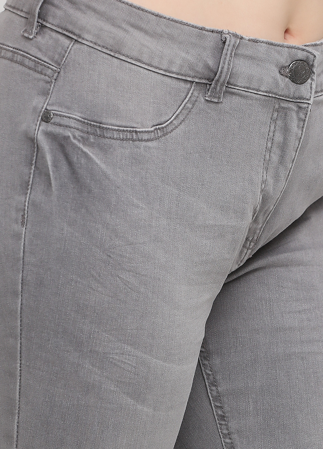 Джинси Gina Benotti з корсетом однотонні світло-сірі джинсові бавовна