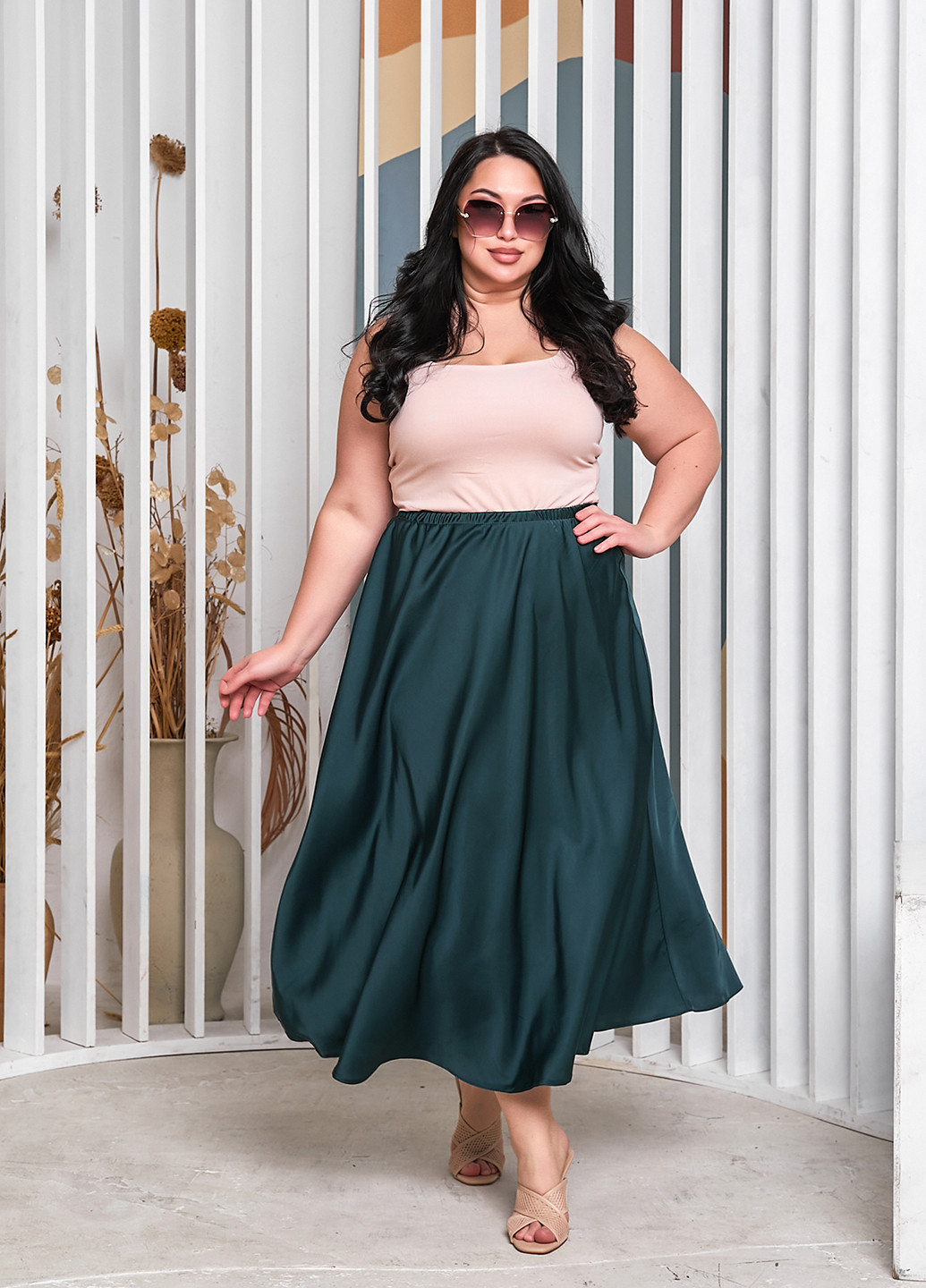 Темно-зеленая кэжуал однотонная юбка Elfberg клешированная