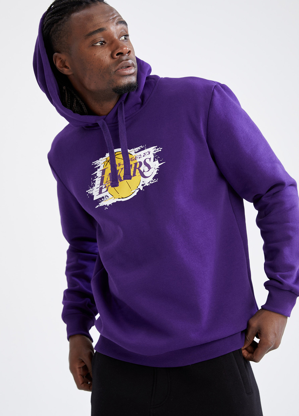 Los Angeles Lakers DeFacto Свитшот надписи фиолетовые кэжуалы хлопок, трикотаж
