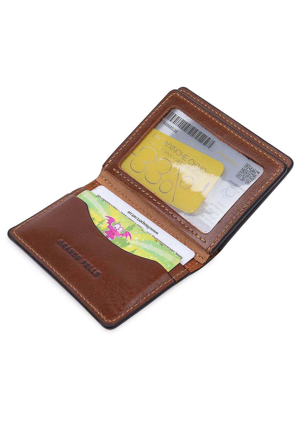 Шкіряна обкладинка для документів 10х7,5х1 см Grande Pelle (252417270)