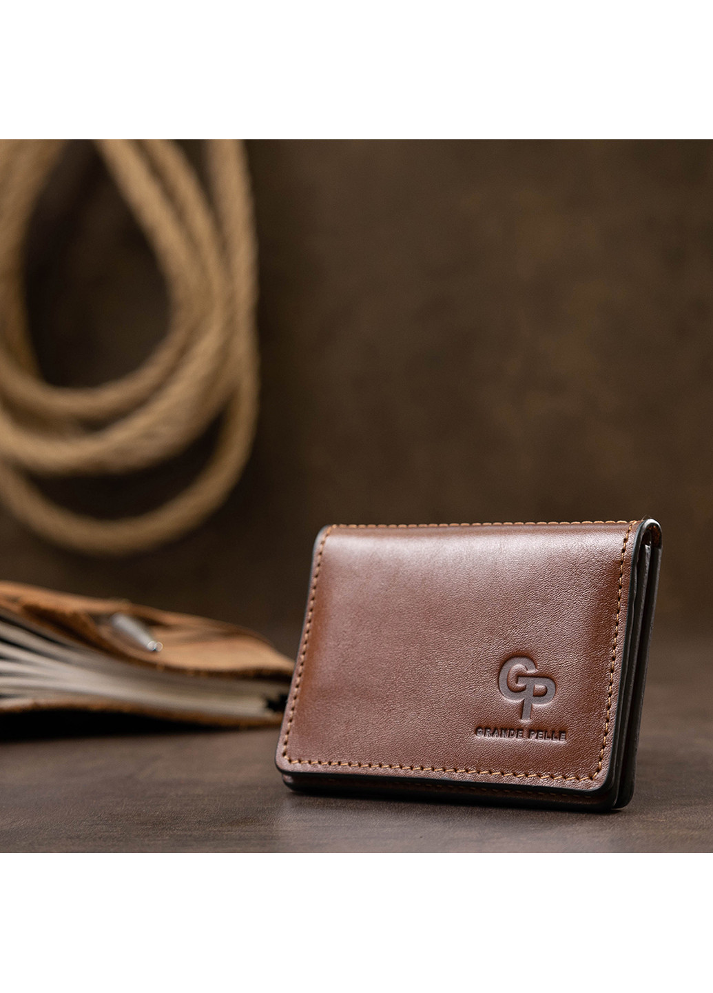 Шкіряна обкладинка для документів 10х7,5х1 см Grande Pelle (252417270)