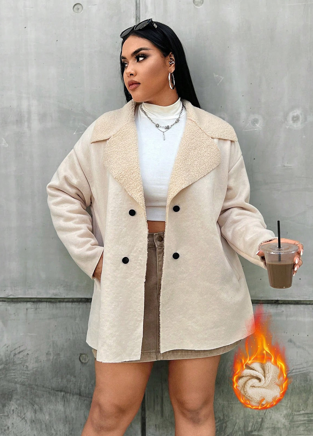 Кремовая демисезонная куртка куртка-пиджак SHEIN