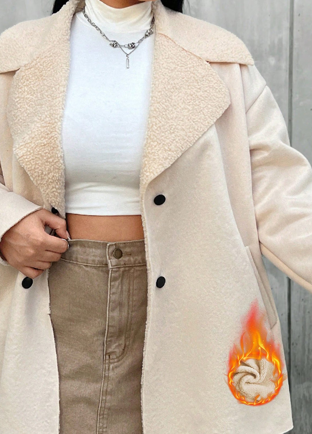 Кремовая демисезонная куртка куртка-пиджак SHEIN