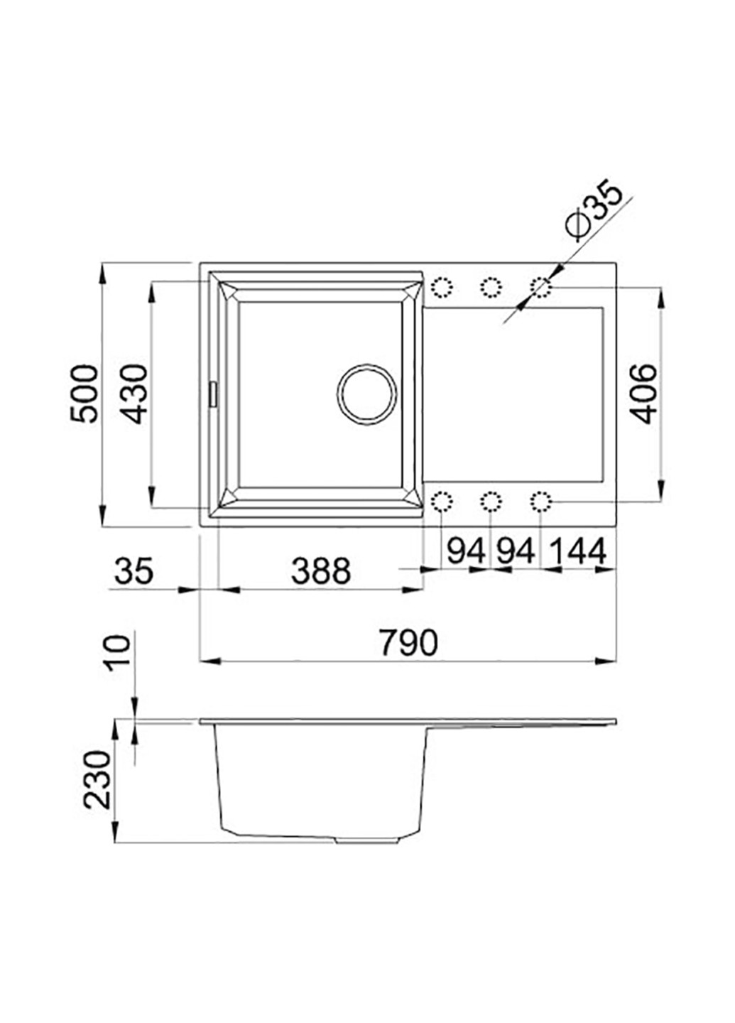 Кухонная мойка ELLECI easy 300 titanium 73 (150585672)