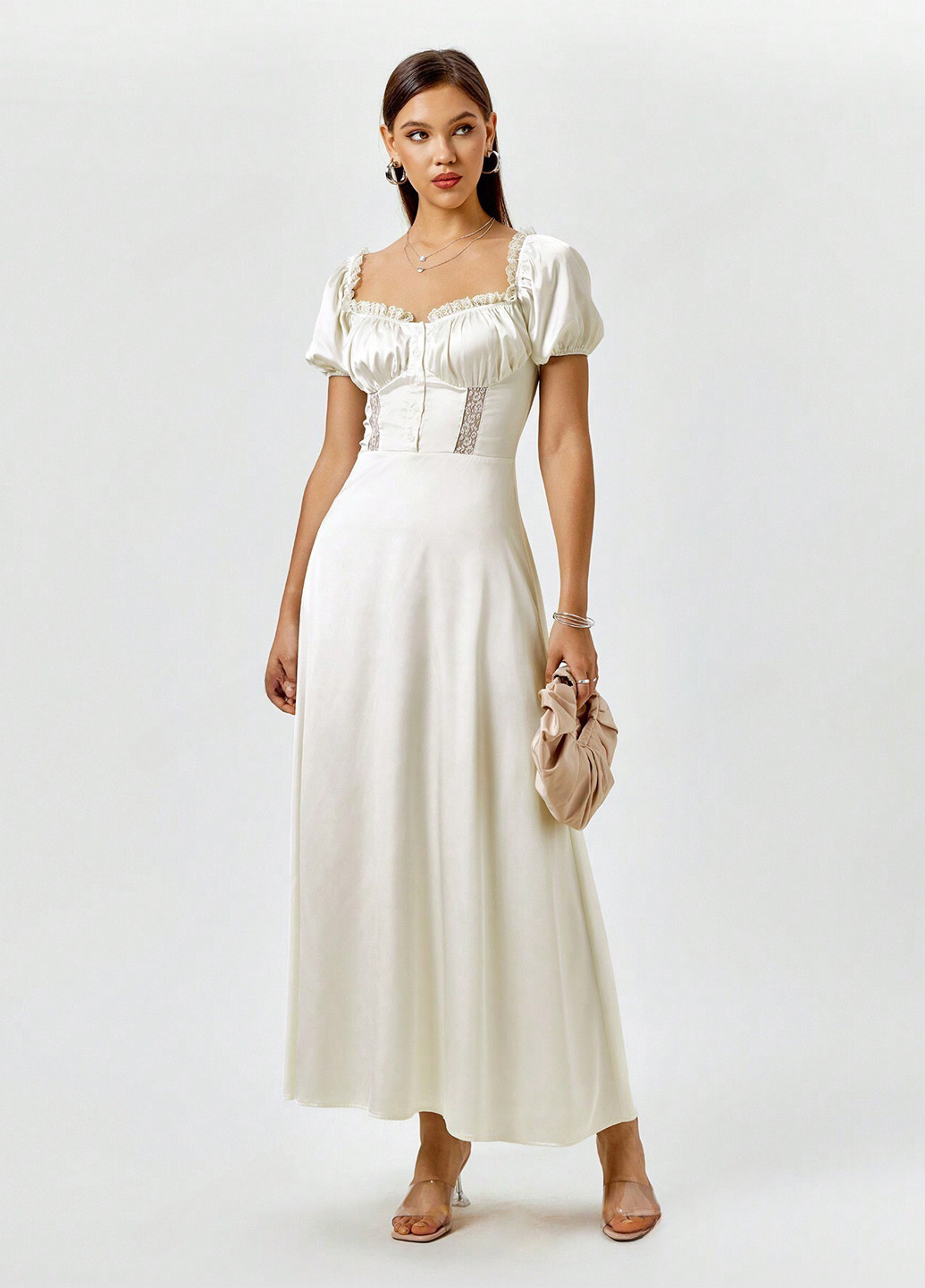 Белое праздничный, вечернее платье SHEIN однотонное