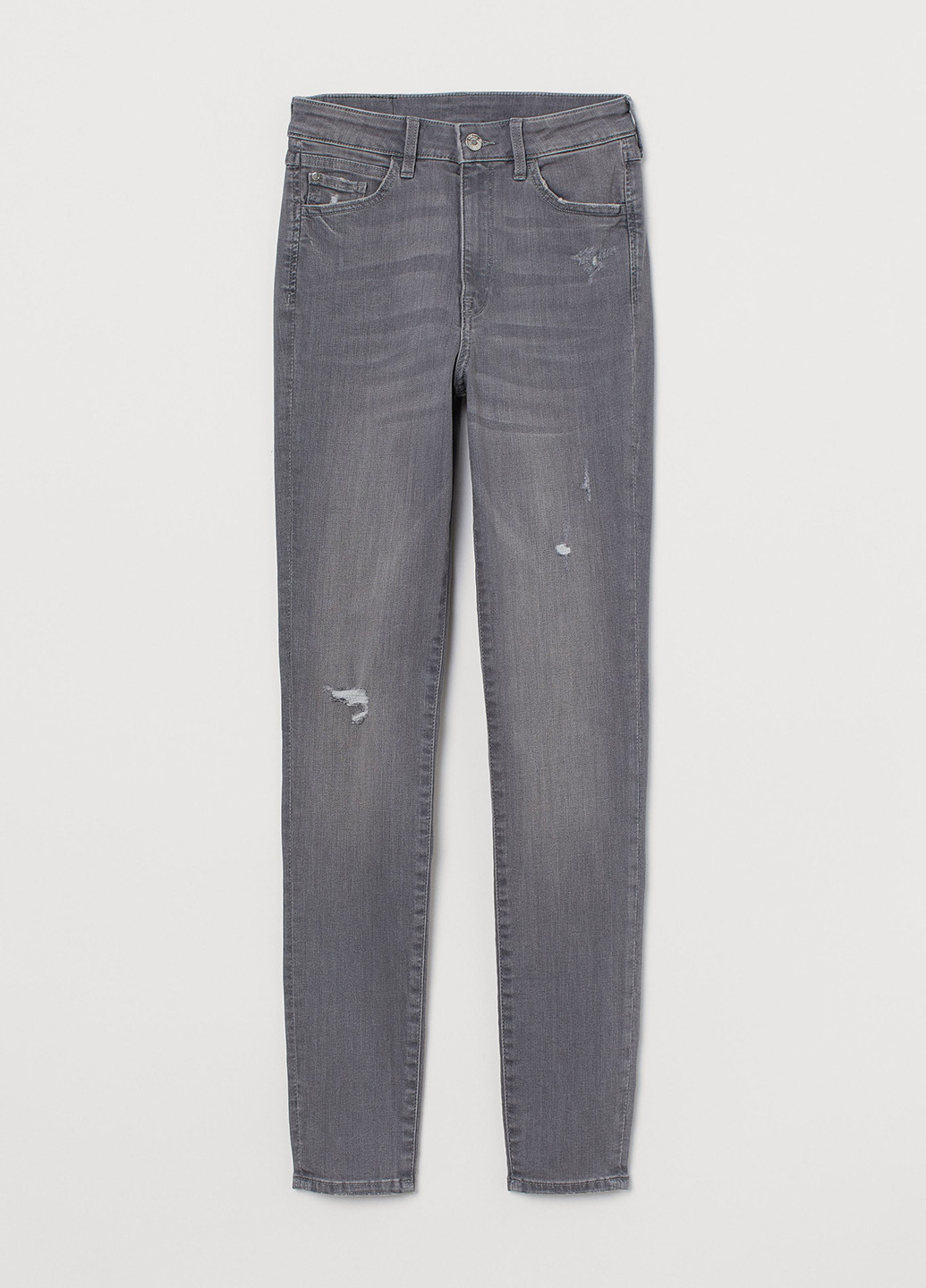 Джинси H&M завужені однотонні світло-сірі джинсові бавовна