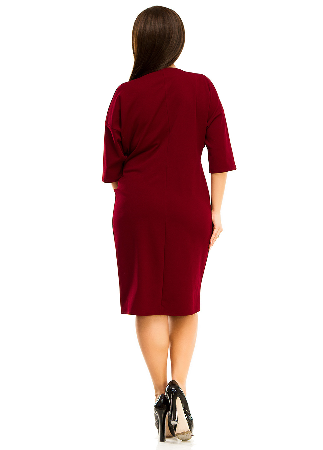 Бордовое деловое платье Lady Style однотонное