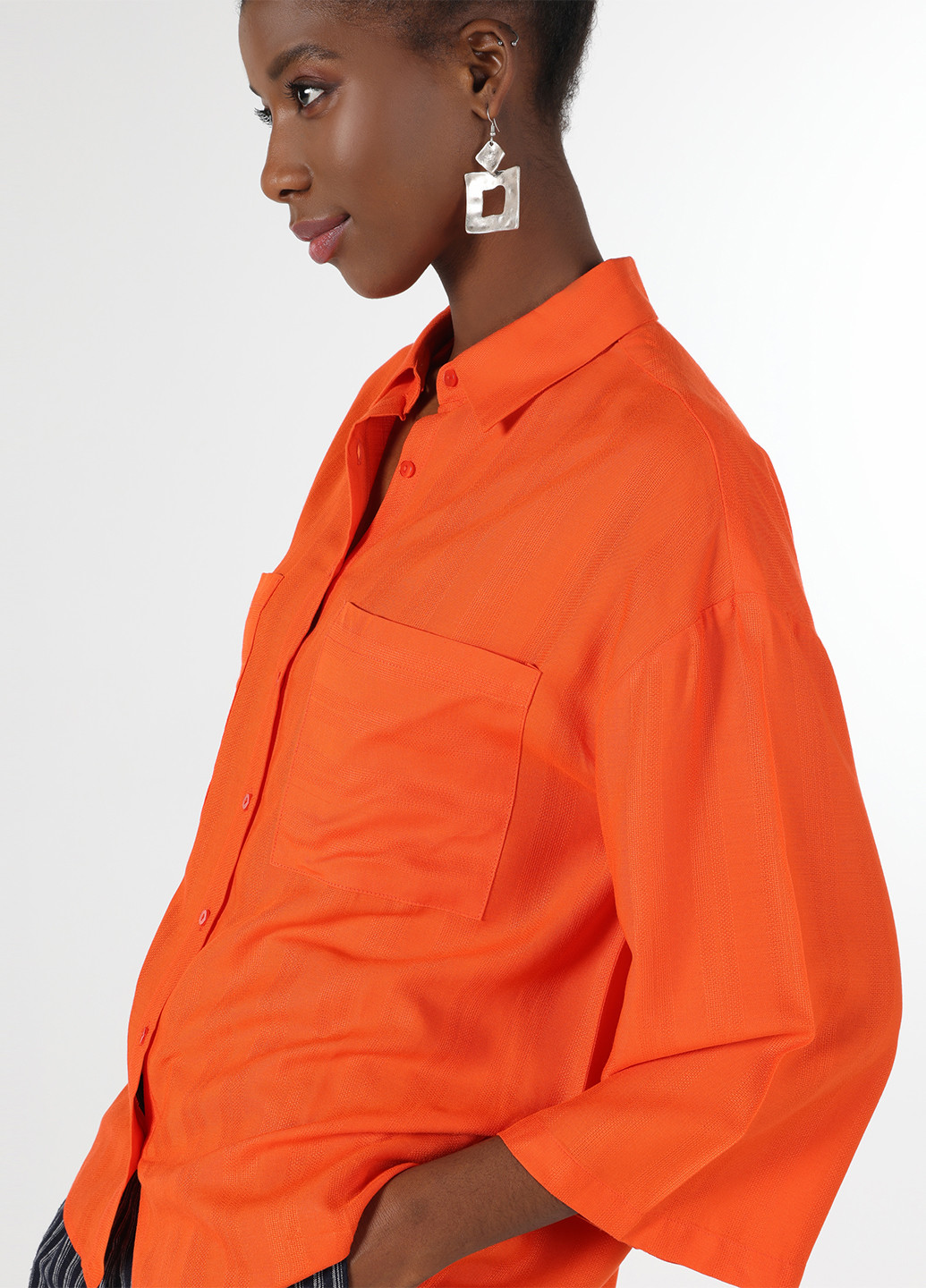 Оранжевая кэжуал рубашка однотонная Colin's