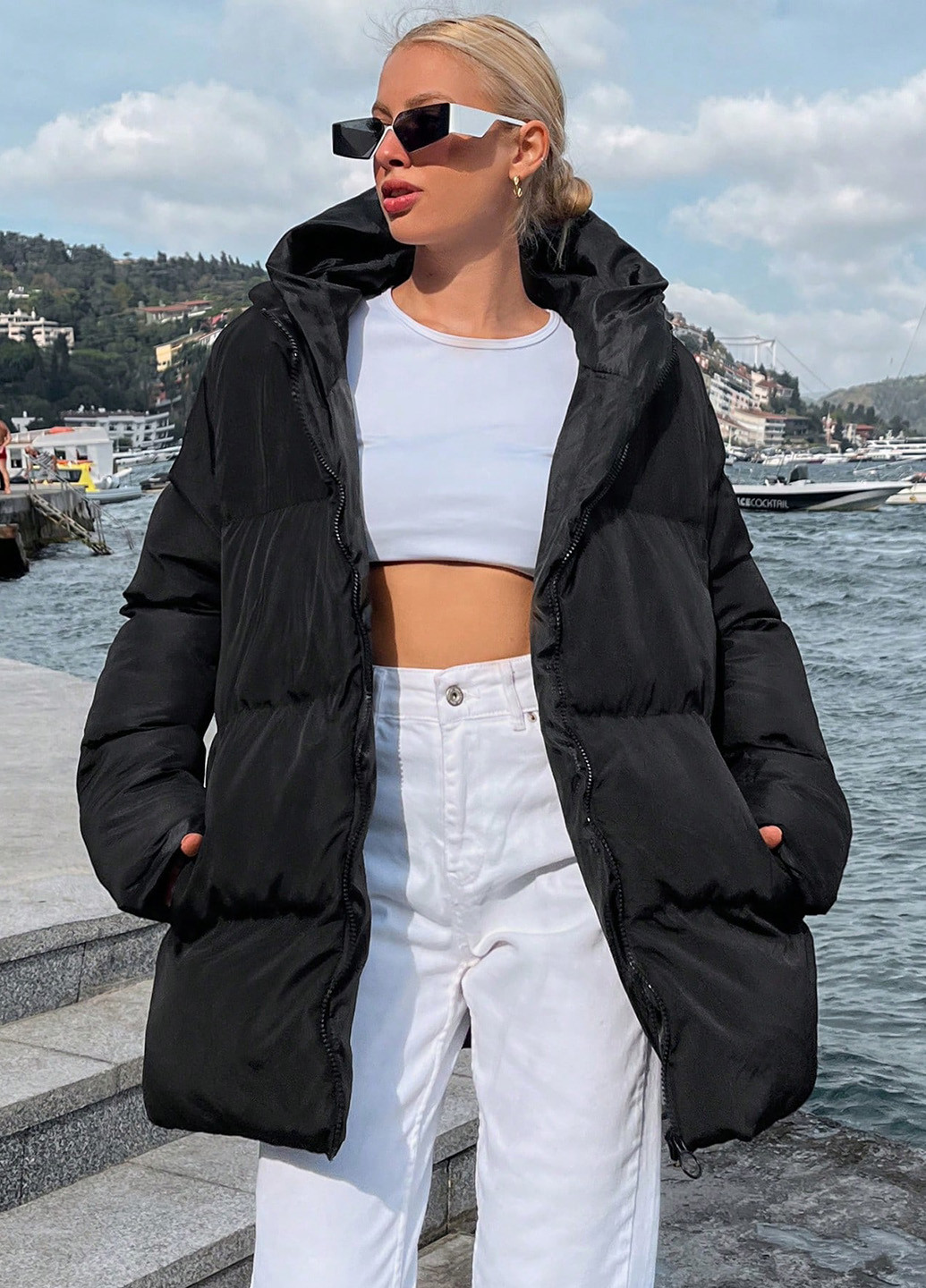 Чорна зимня куртка SHEIN