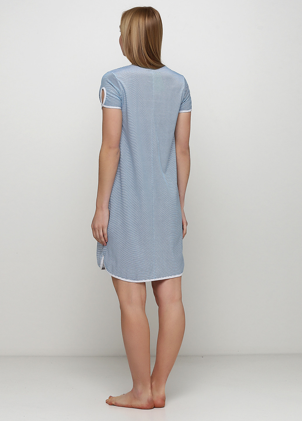 Темно-синее домашнее платье платье-футболка Трикомир в полоску