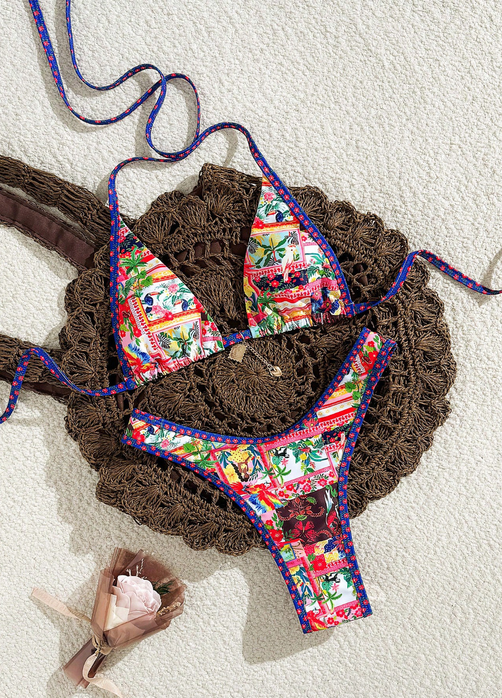 Комбинированный летний купальник (лиф, трусики) бикини, раздельный SHEIN