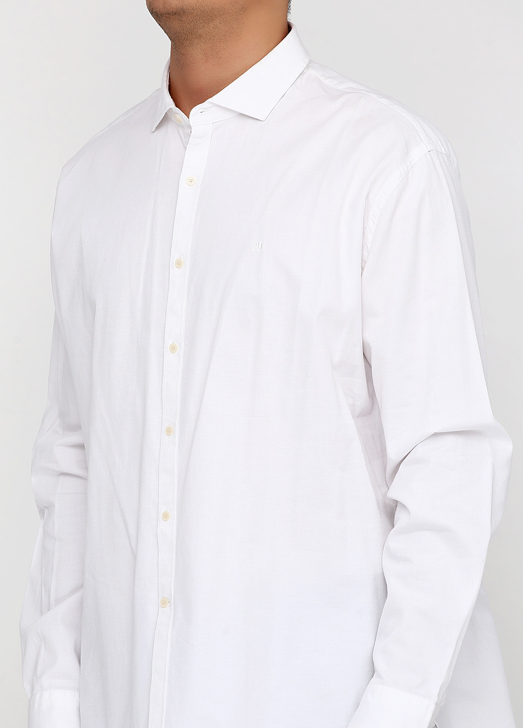 Белая кэжуал рубашка однотонная Pedro Del Hierro с длинным рукавом