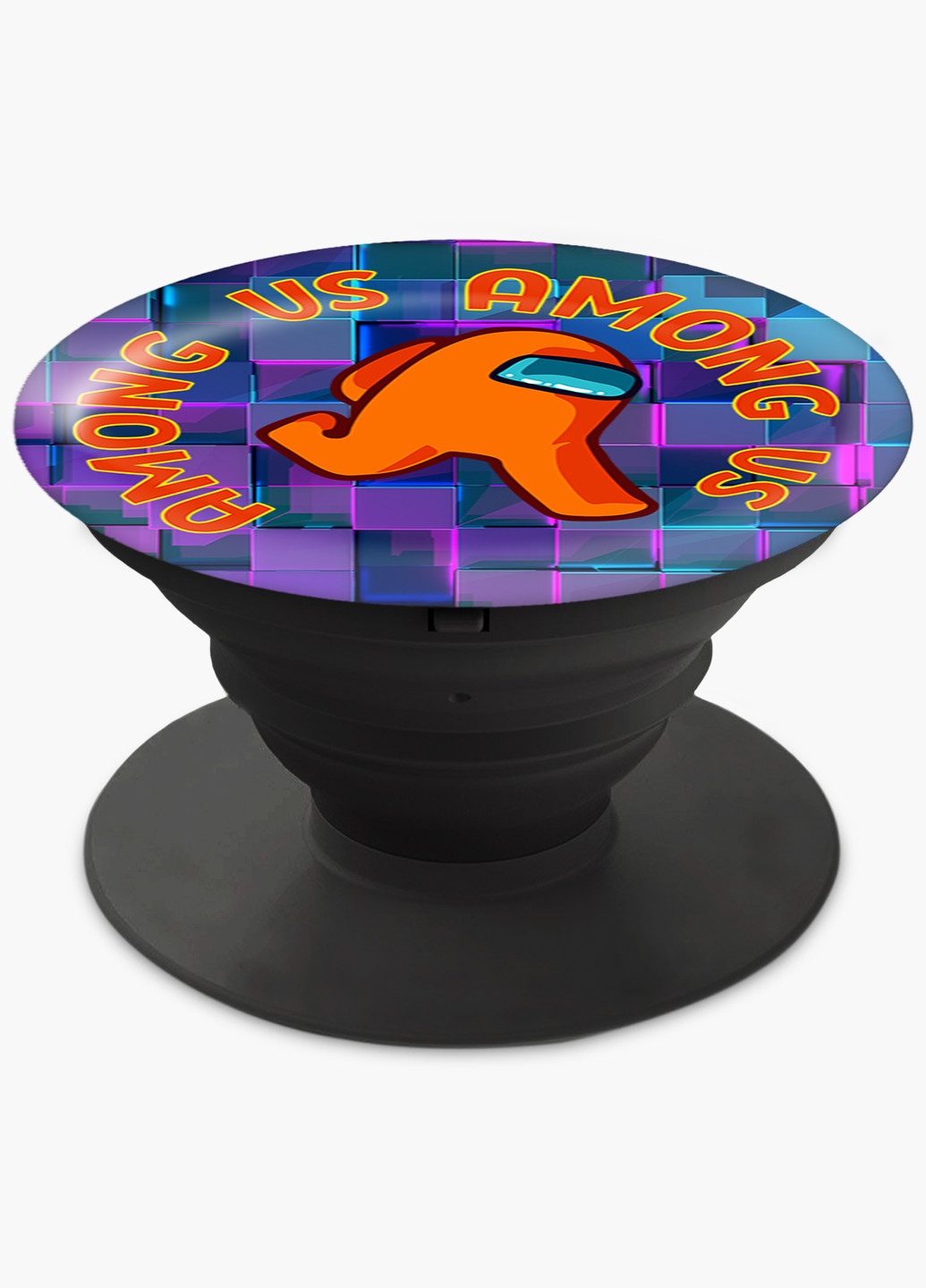 Попсокет (Popsockets) держатель для смартфона Амонг Ас Оранжевый (Among Us Orange) (8754-2408) Черный MobiPrint (216836464)