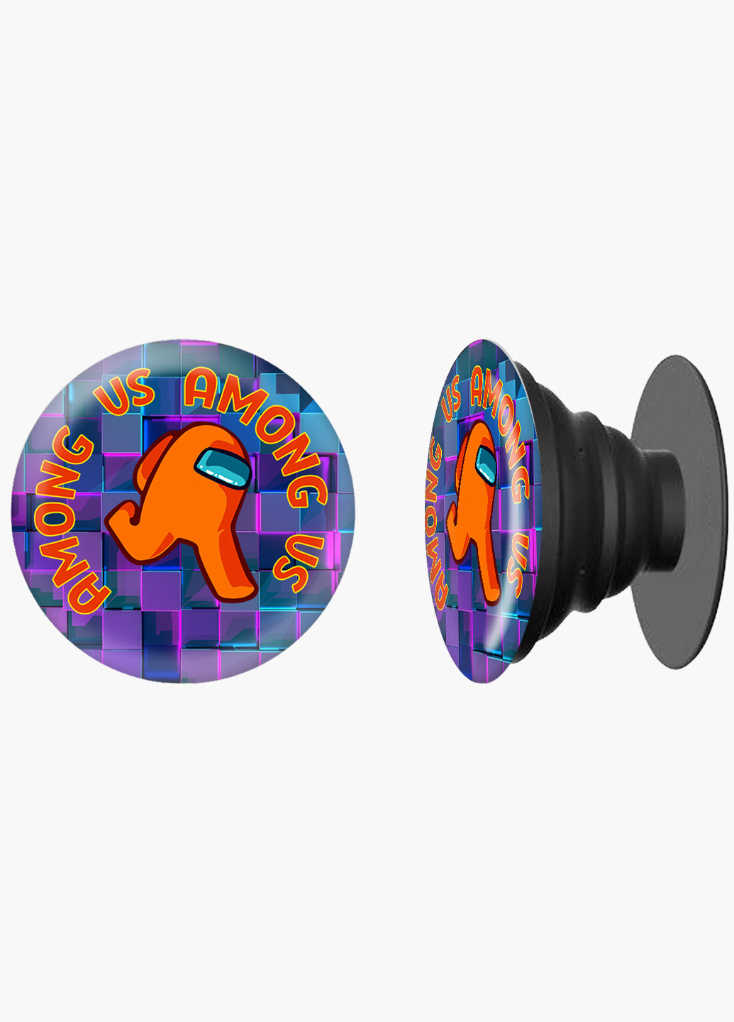 Попсокет (Popsockets) держатель для смартфона Амонг Ас Оранжевый (Among Us Orange) (8754-2408) Черный MobiPrint (216836464)
