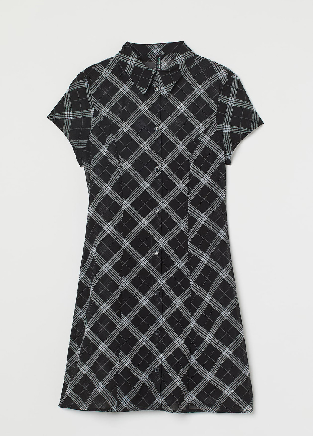 Черно-белое кэжуал платье рубашка H&M в клетку