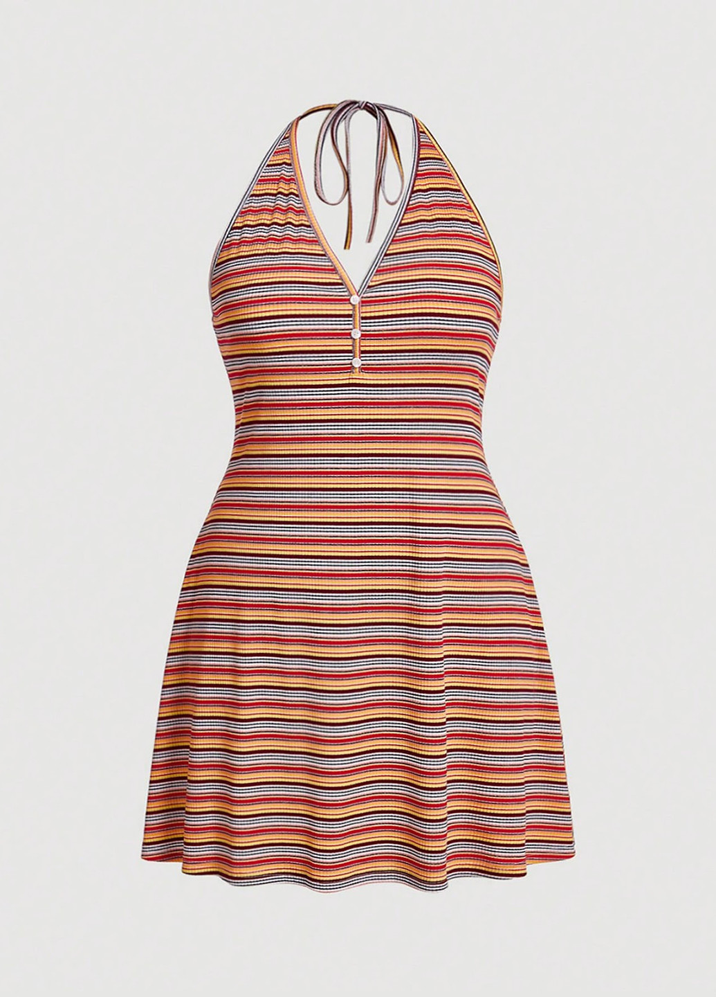 Комбинированное кэжуал платье с открытой спиной SHEIN в полоску