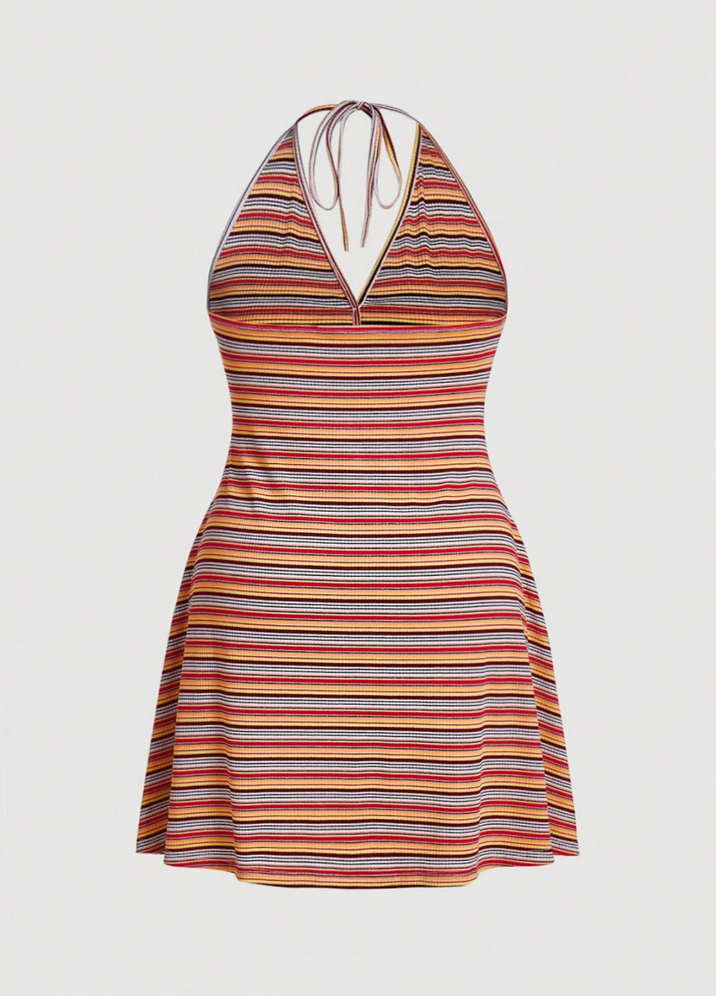 Комбинированное кэжуал платье с открытой спиной SHEIN в полоску