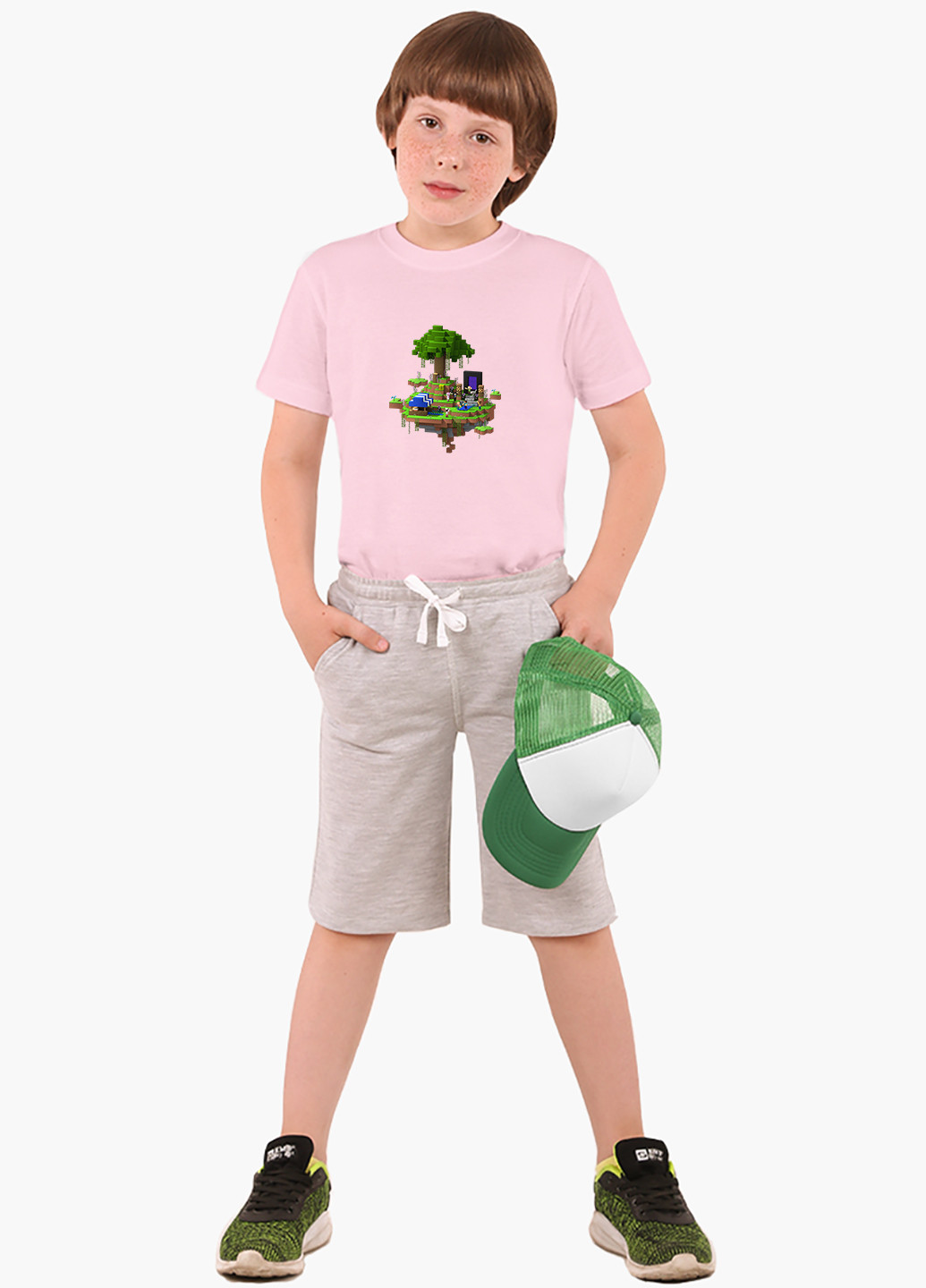 Розовая демисезонная футболка детская майнкрафт (minecraft)(9224-1177) MobiPrint