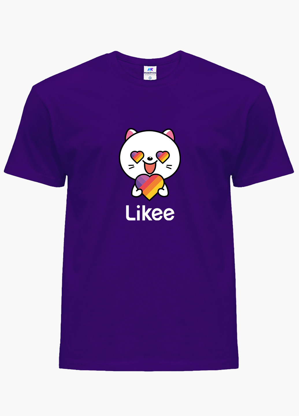 Фиолетовая демисезонная футболка детская лайк котик (likee cat)(9224-1036) MobiPrint