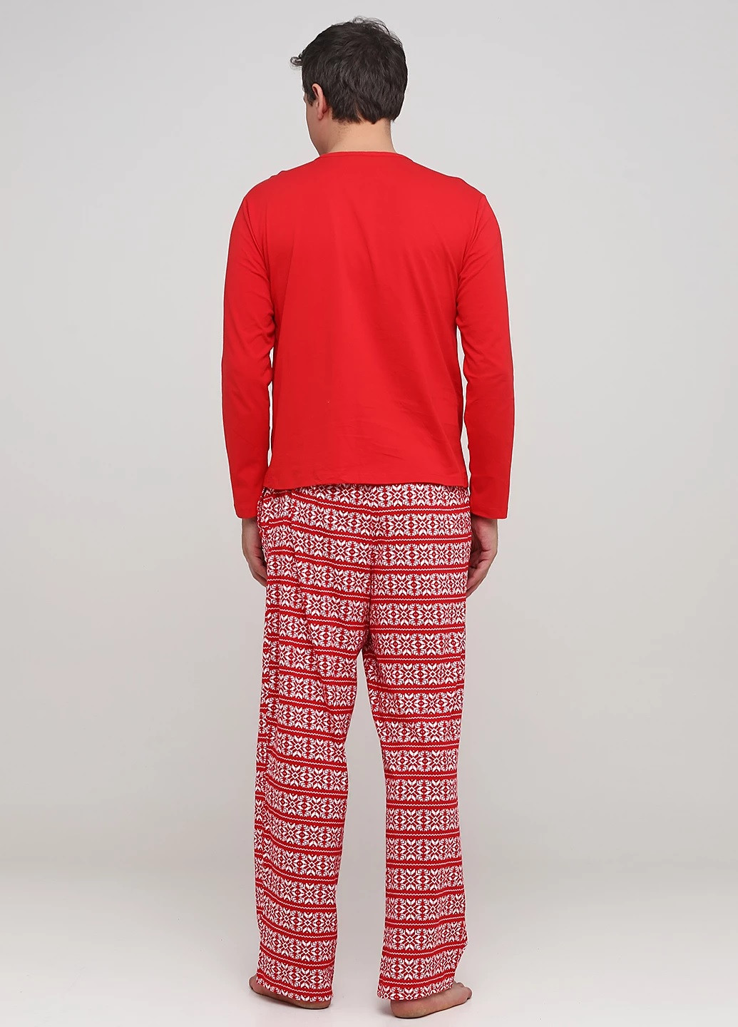 Піжама (лонгслів, штани) Avon лонгслив + брюки новорічна червона домашня трикотаж, бавовна