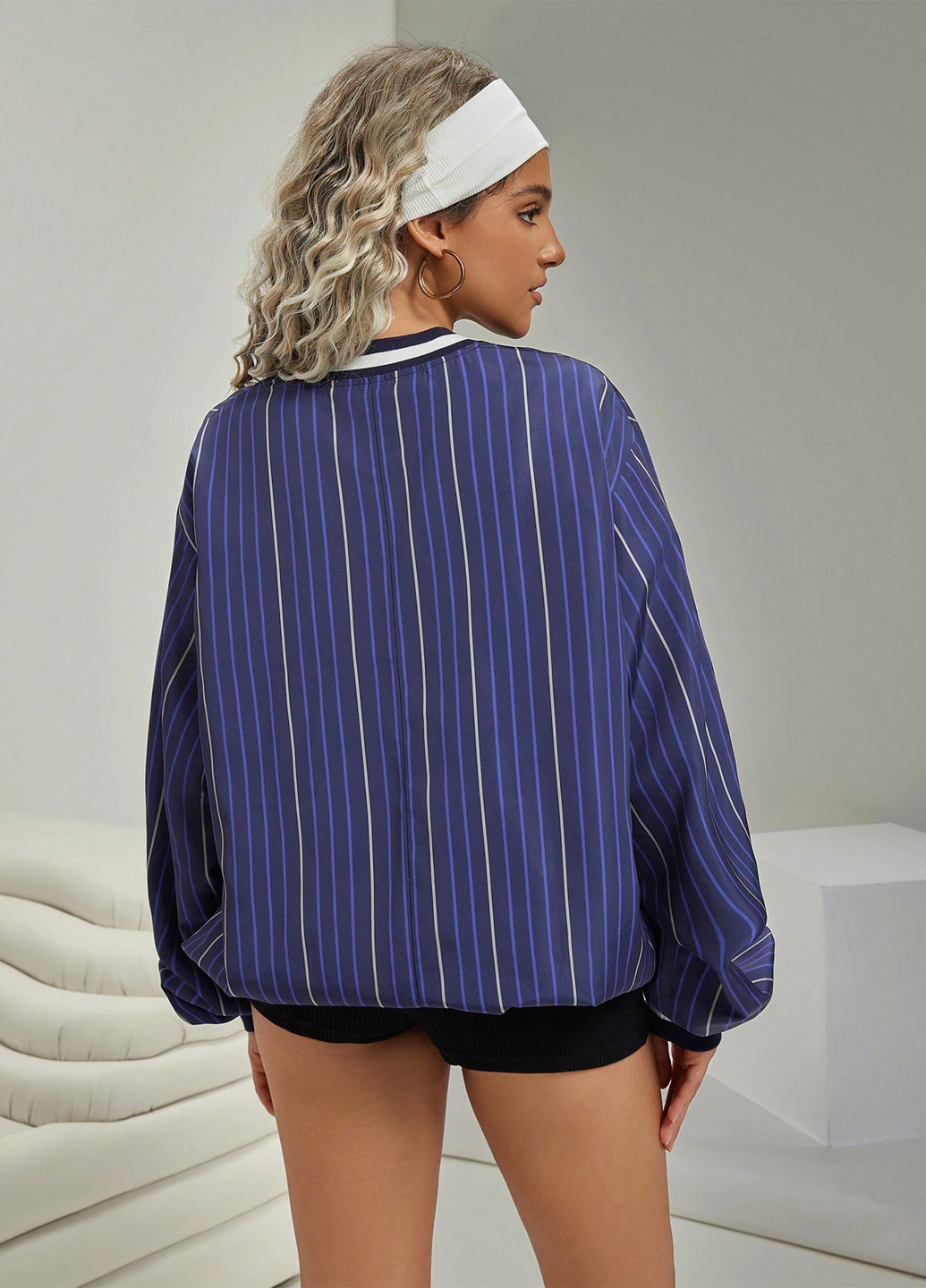 Бомбер SHEIN бейсбольний на блискавці (365685569)