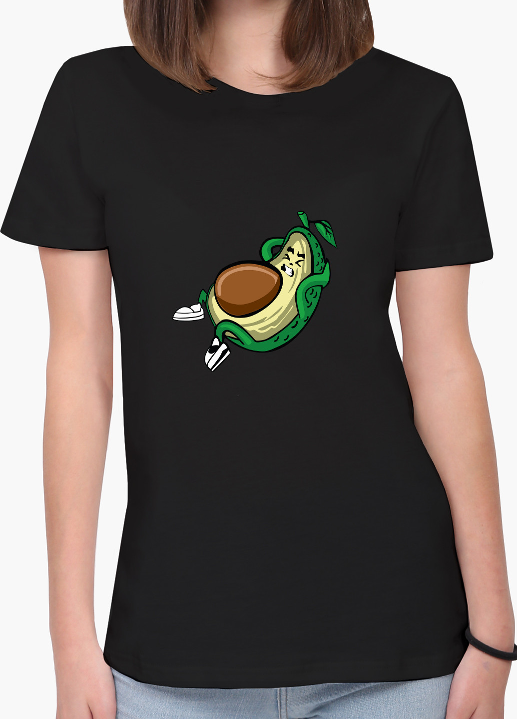 Чорна демісезон футболка жіноча авокадо фітнес (avocado fitness) (8976-2030) xxl MobiPrint