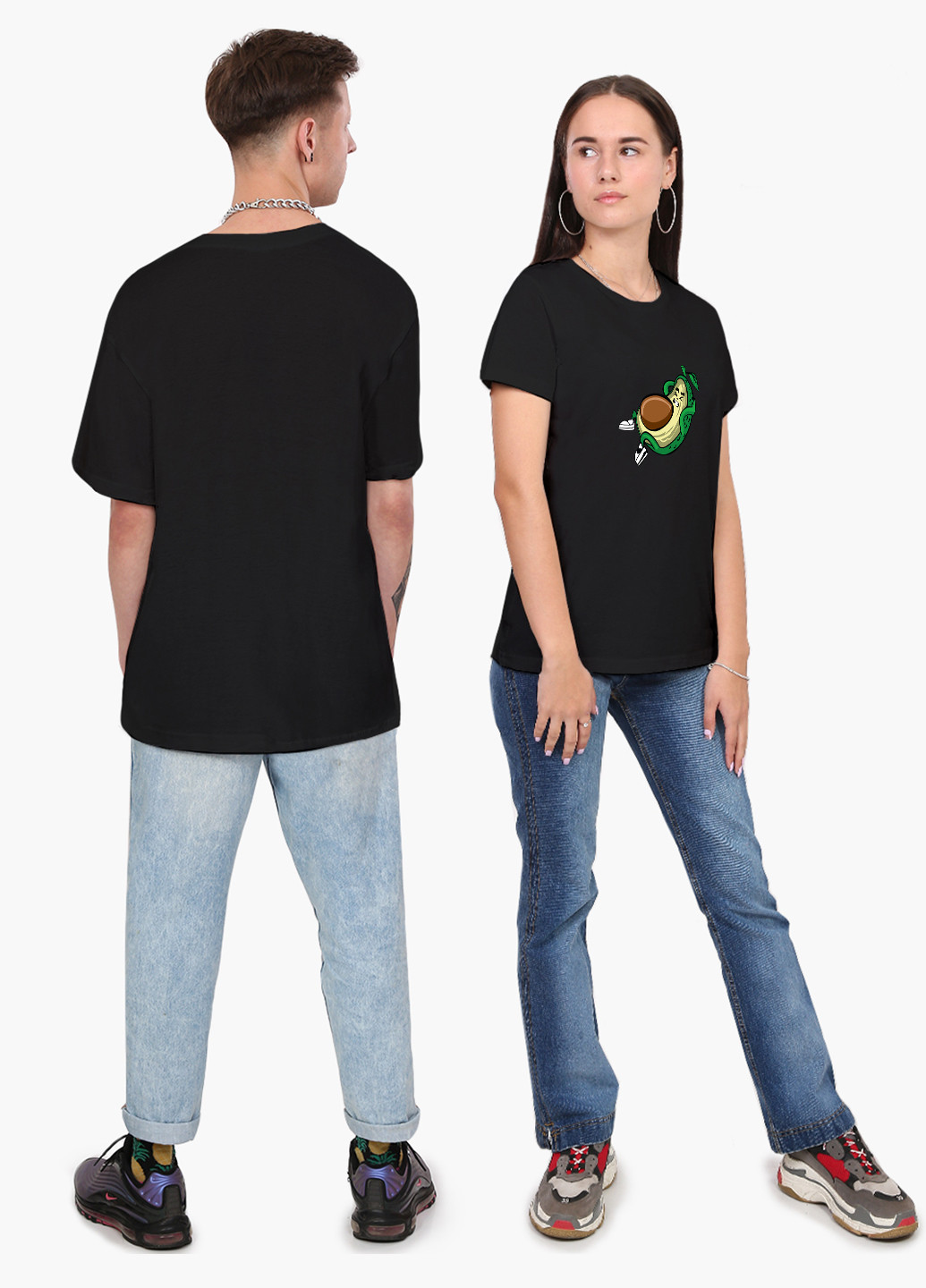 Чорна демісезон футболка жіноча авокадо фітнес (avocado fitness) (8976-2030) xxl MobiPrint