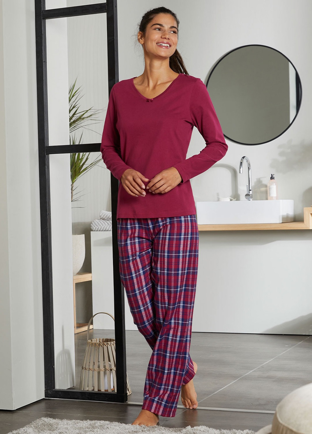 Темно-бордова зимня піжама (лонгслів, штани) Blue Motion
