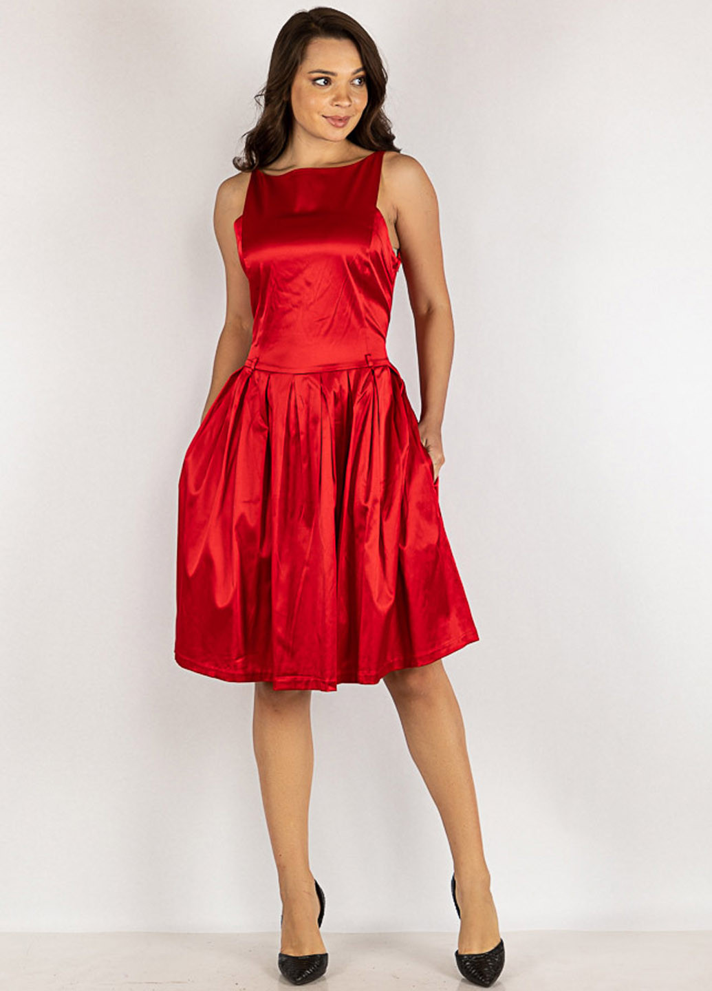 Красное вечернее платье клеш Time of Style однотонное