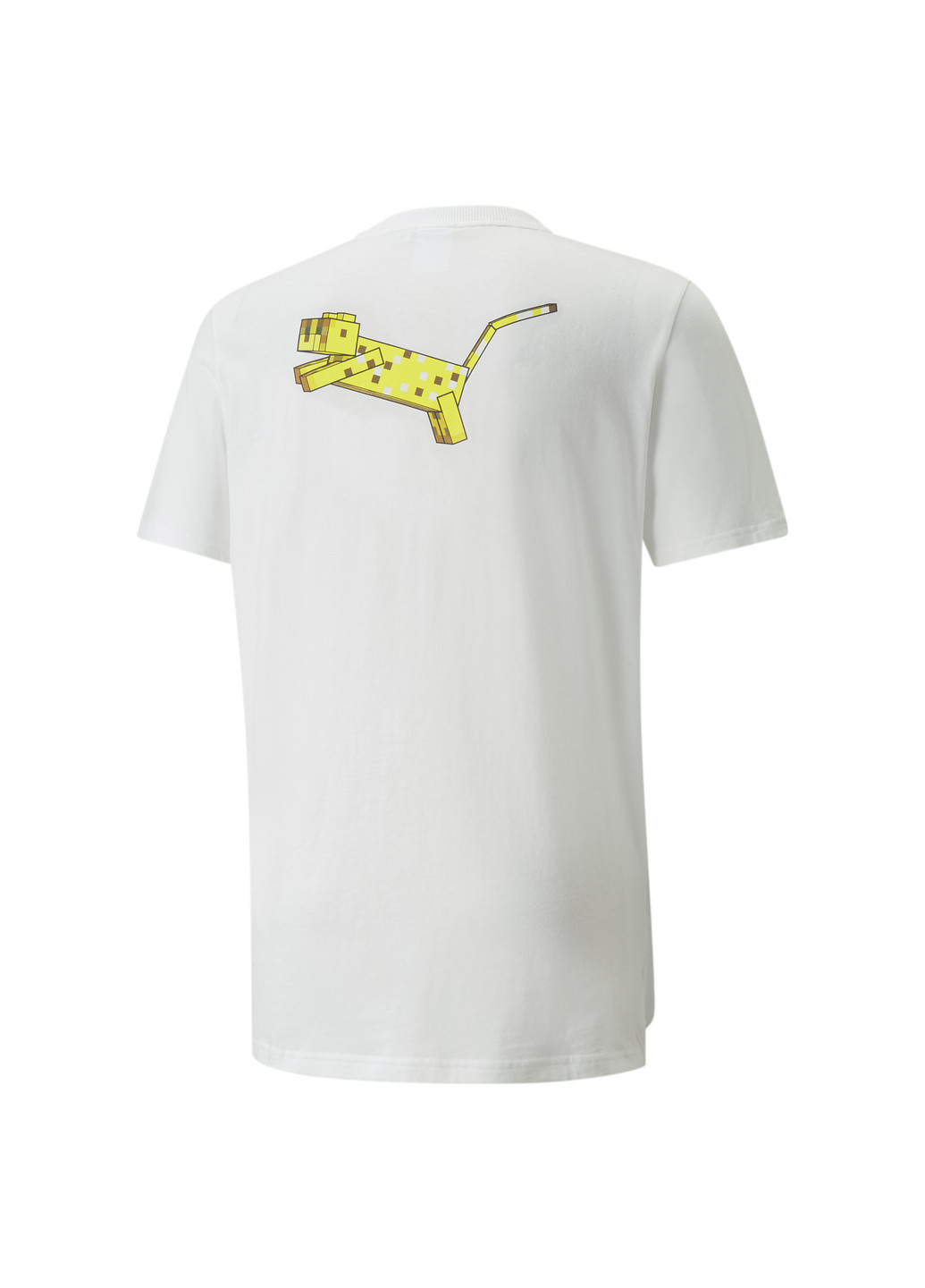 Футболка x MINECRAFT Graphic Men's Tee Puma однотонная белая спортивная хлопок, полиэстер