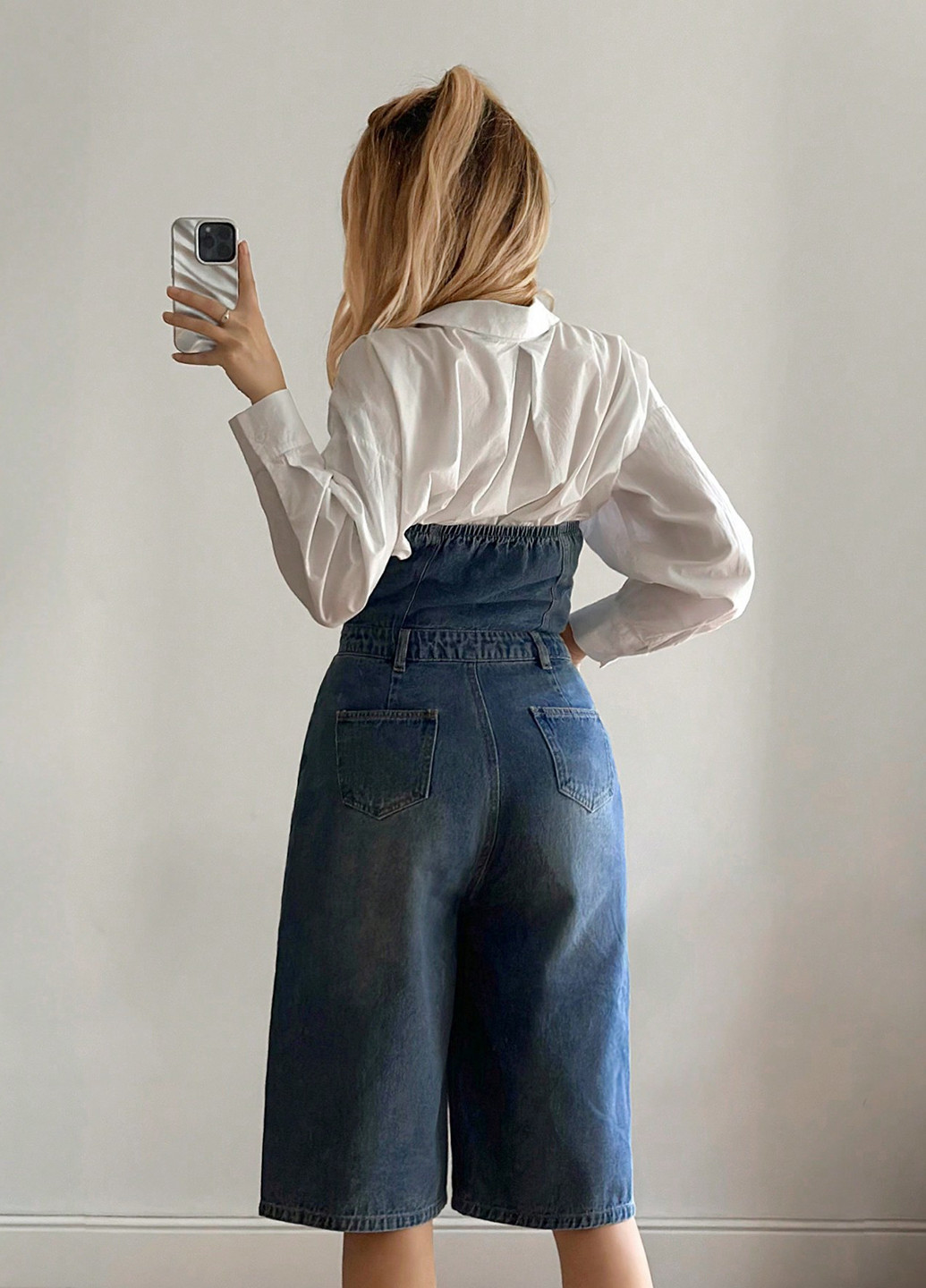 Комбінезон SHEIN комбінезон-шорти варенка синій джинсовий бавовна, джинс