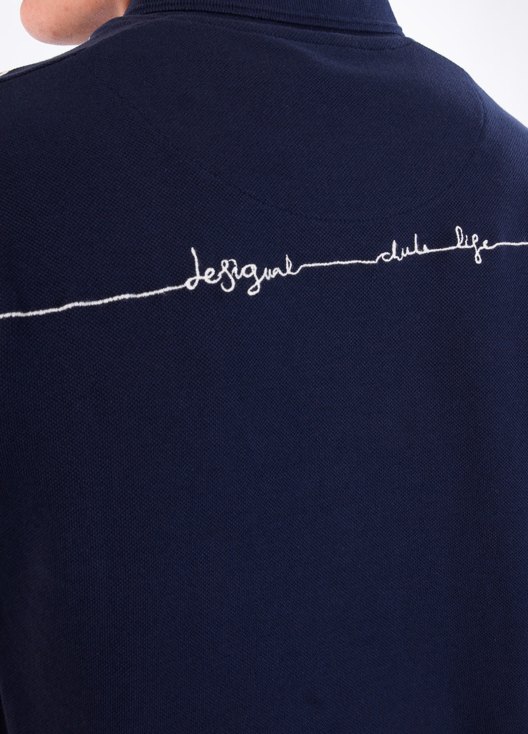 Темно-синяя футболка-поло для мужчин Desigual с надписью
