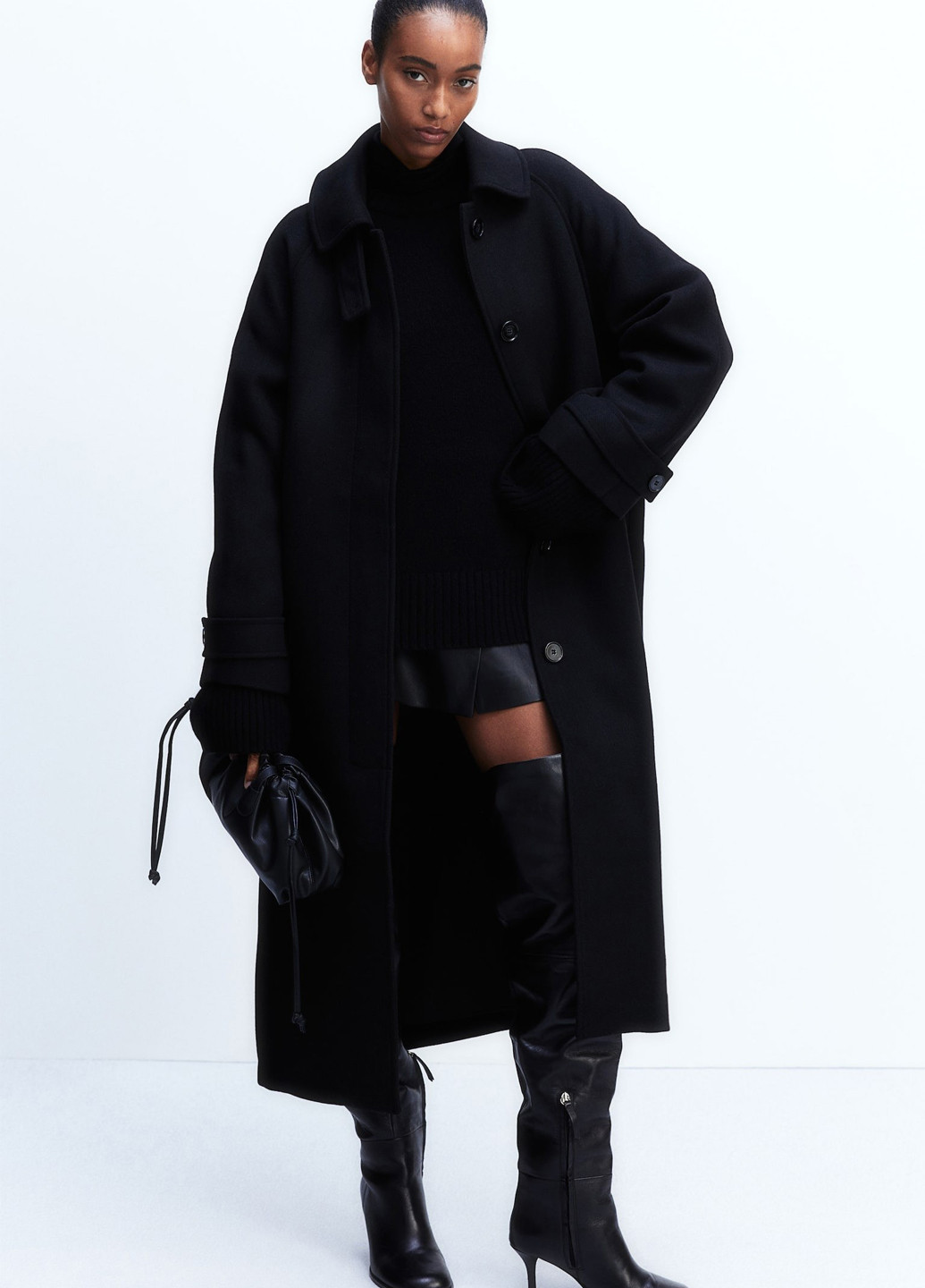 Чорне демісезонне Пальто однобортне H&M