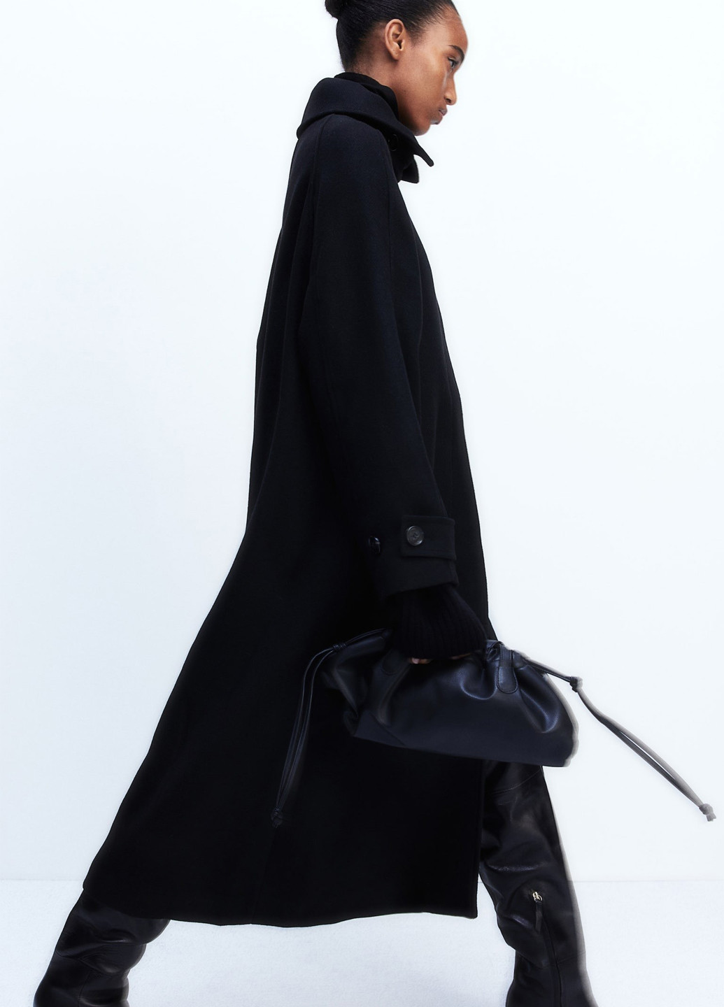 Чорне демісезонне Пальто однобортне H&M