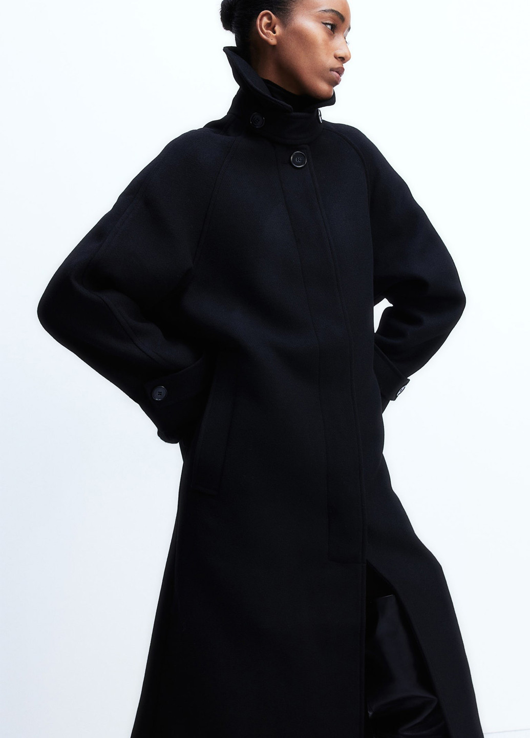 Чорне демісезонне Пальто однобортне H&M