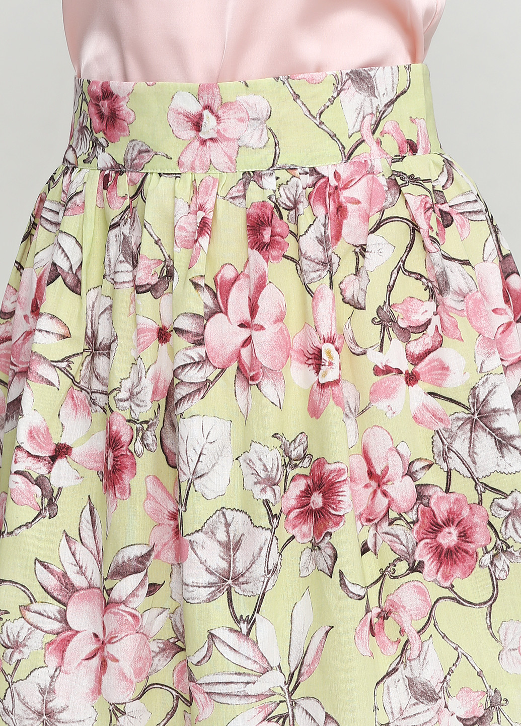 Светло-зеленая кэжуал цветочной расцветки юбка ANVI миди