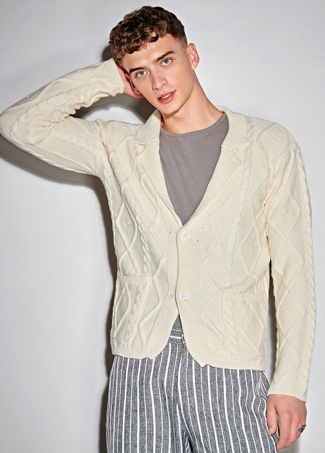 Молочный демисезонный кардиган SHEIN